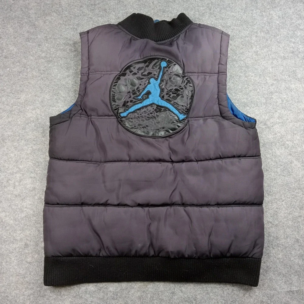 Jordan Vest Youth XL Black Blue Quilted Zip Sleeveless Jumpman Patch Logo Puffer